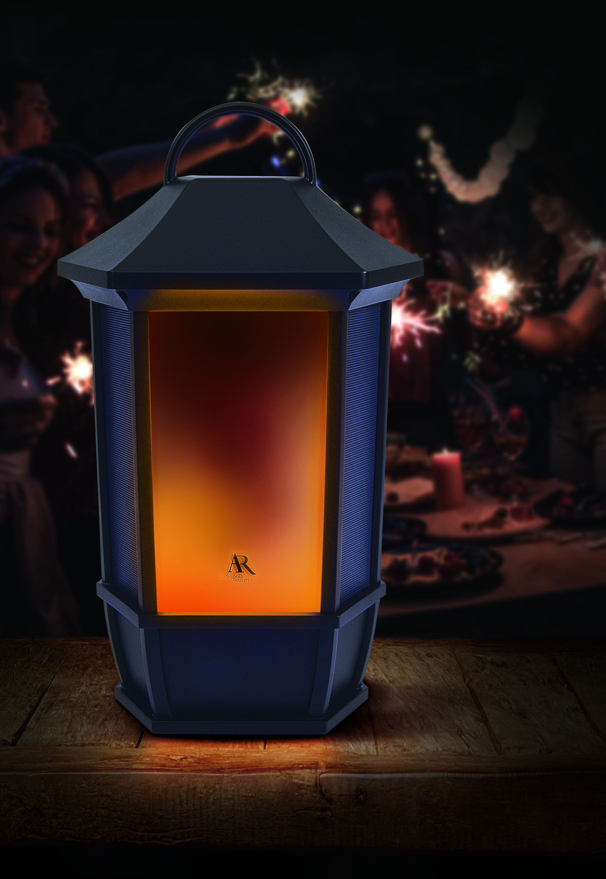 AWSF6RBK - Sedona Rechargeable Wireless Speaker with LED Flicking Flame Light